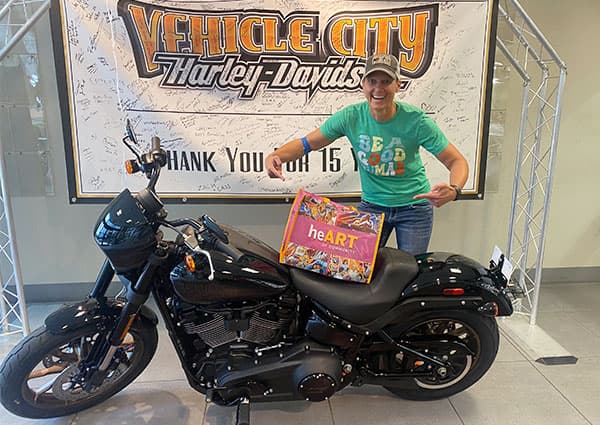 Kimberly B won a new Harley Davidson motorcycle in the Ride to Save Lives Sweepstakes.